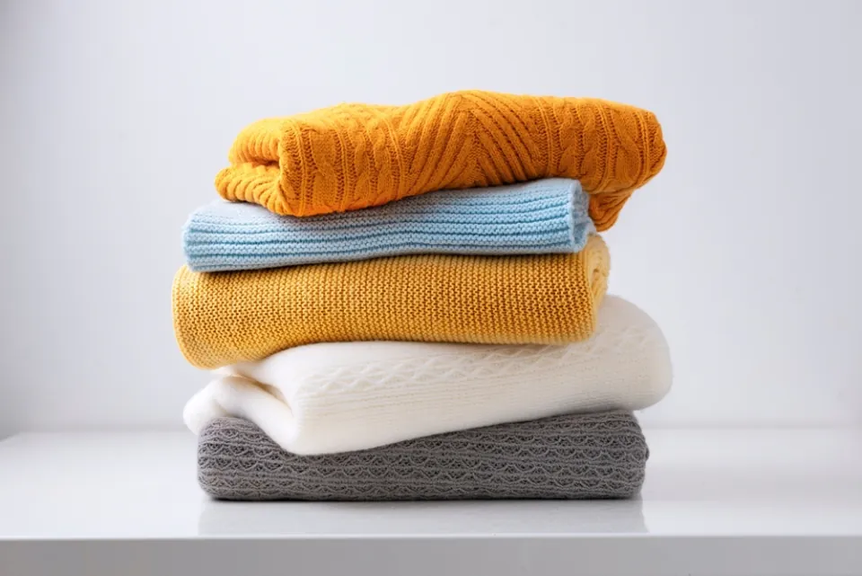 Neatly folded clean laundry